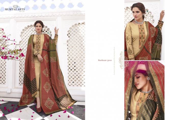 Mumtaz Rushaan  Pure Jam Satin Digital Print Kashmiri Embroidery Latest Fancy Designer Festival Wear Dress Materail 